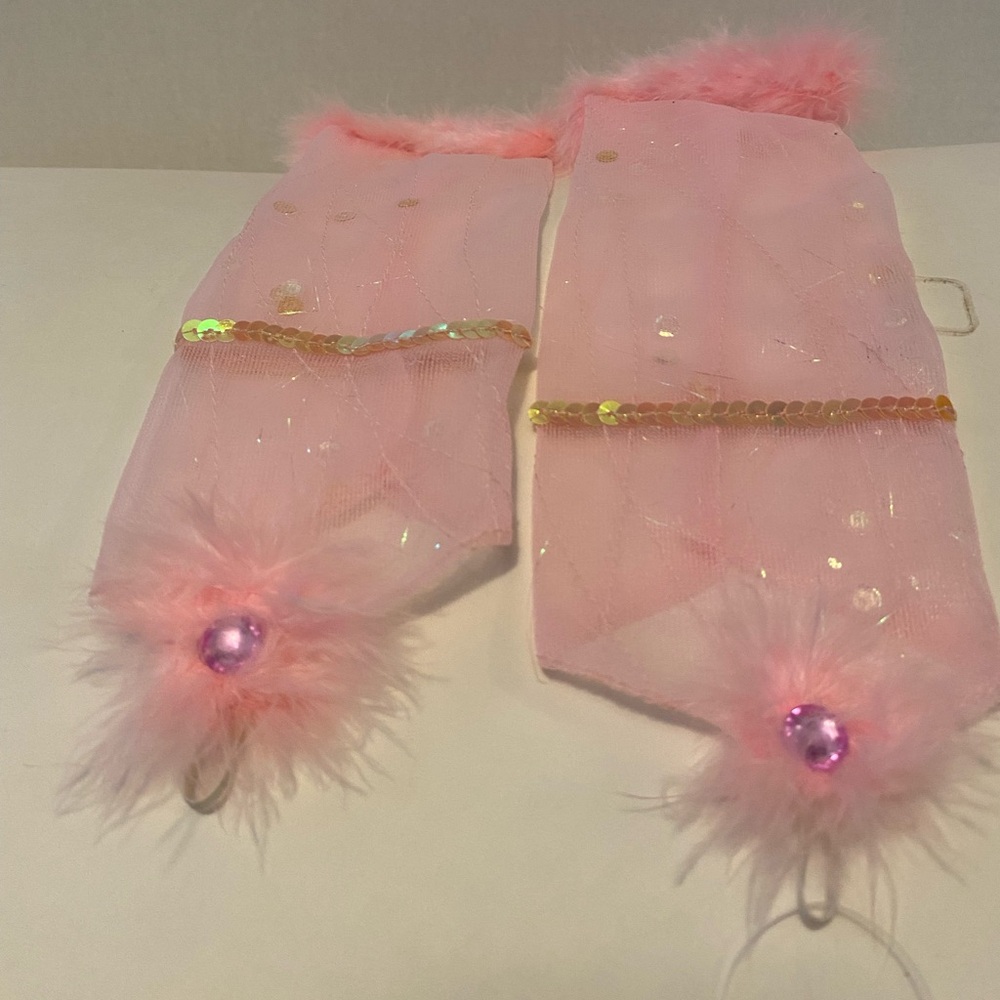 Claire's Pink Feathered Sheer Arm Warmers